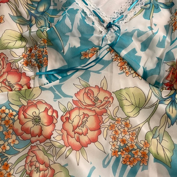 Vintage Y2K Sangria Blue Floral Midi Dress Size 6 - Picture 5 of 9